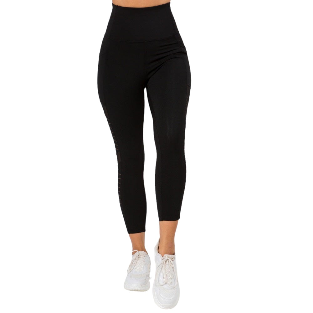 Athletic Capri Leggings with Mesh Design