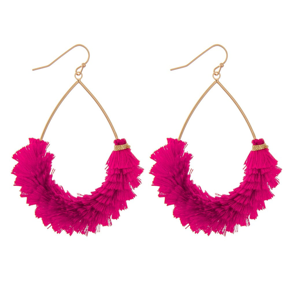 Fringe Tassel Teardrop Earrings