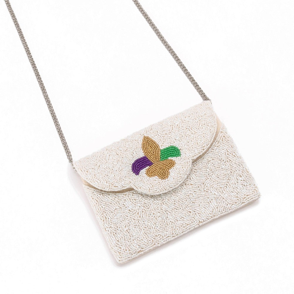 Fleur De Lis Beaded Handbag