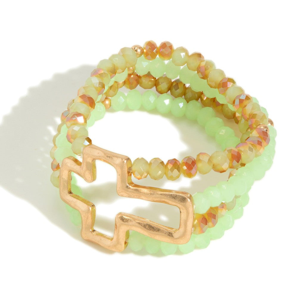 Beaded Cross Bracelet Mint