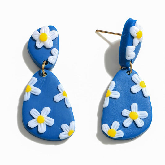 Clay Polymer Flower Drop Earrings