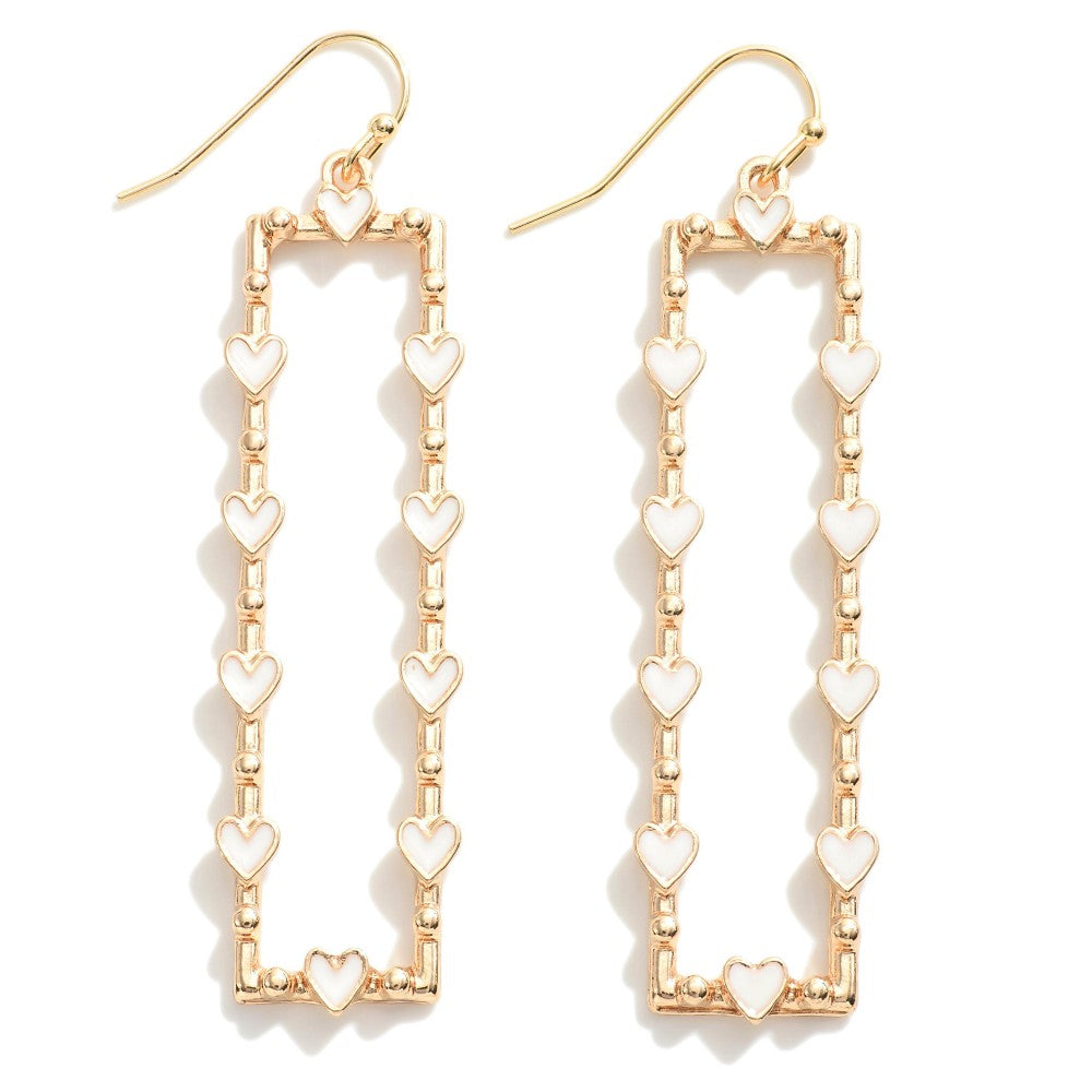 Rectangle Heart Earrings