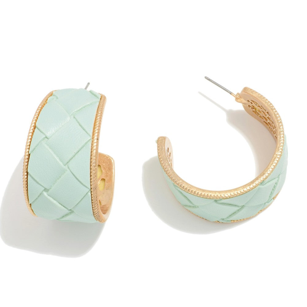 Leather Weave Hoop Earrings