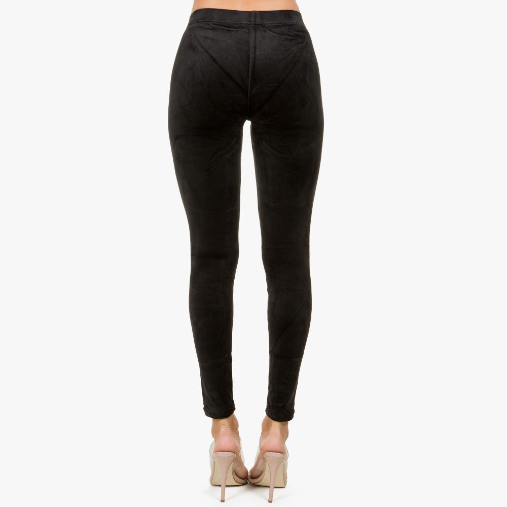 Plus Size Velour Brushed Ankle Leggings Black