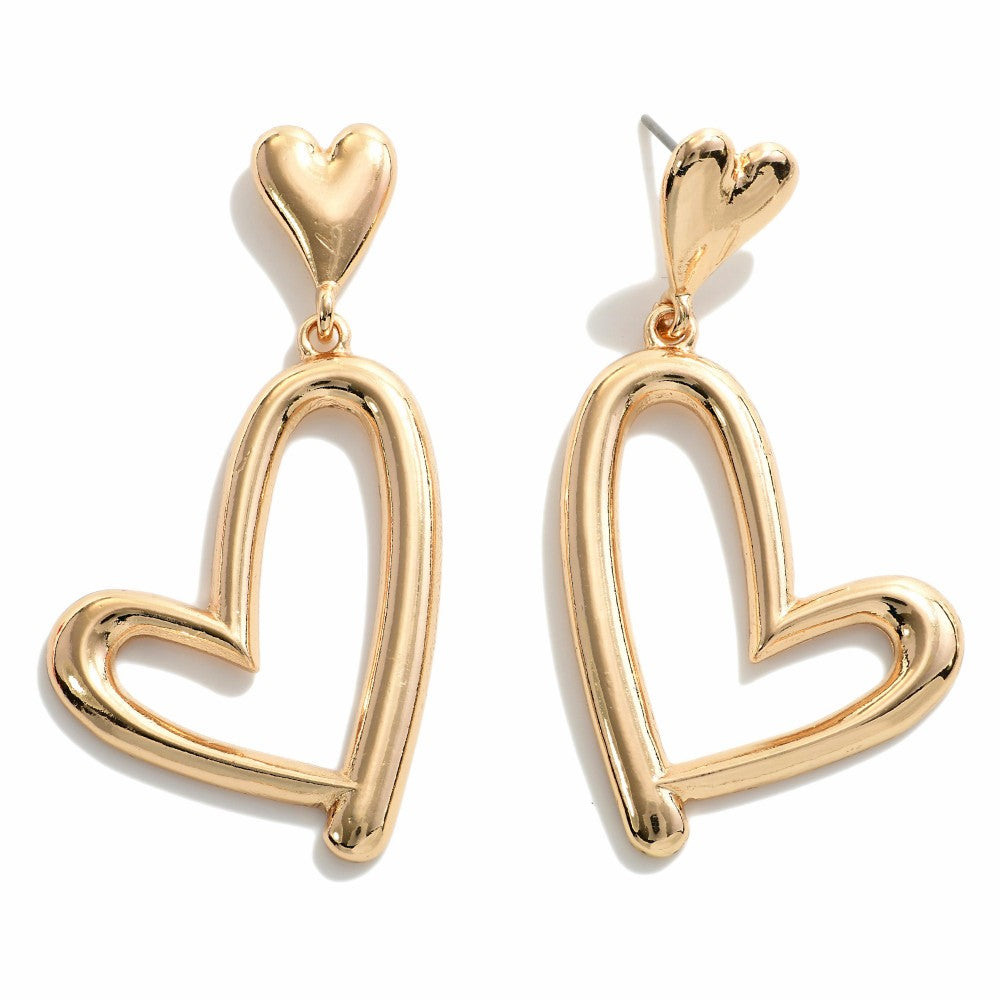 Metal Enamel Heart Earrings