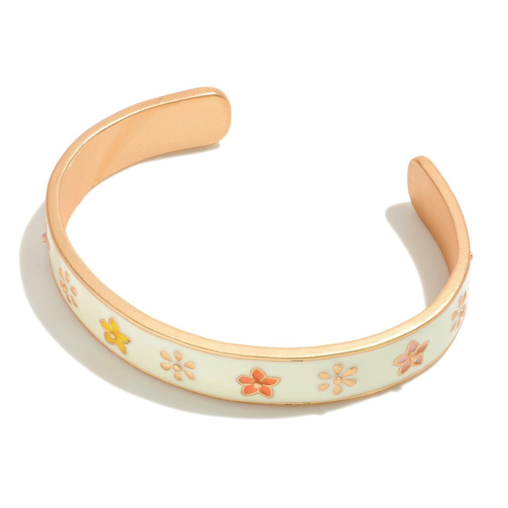 Flower Cuff Bracelet White