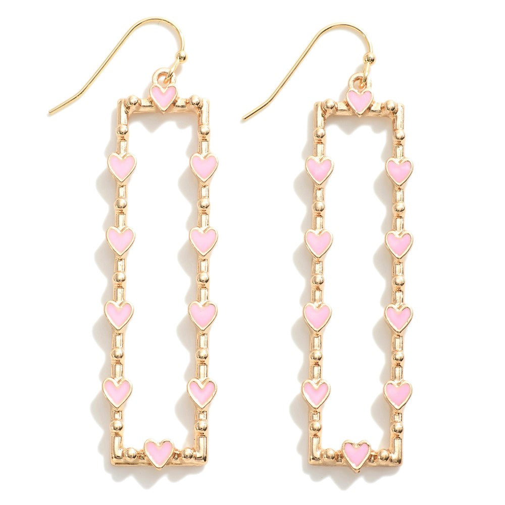 Rectangle Heart Earrings