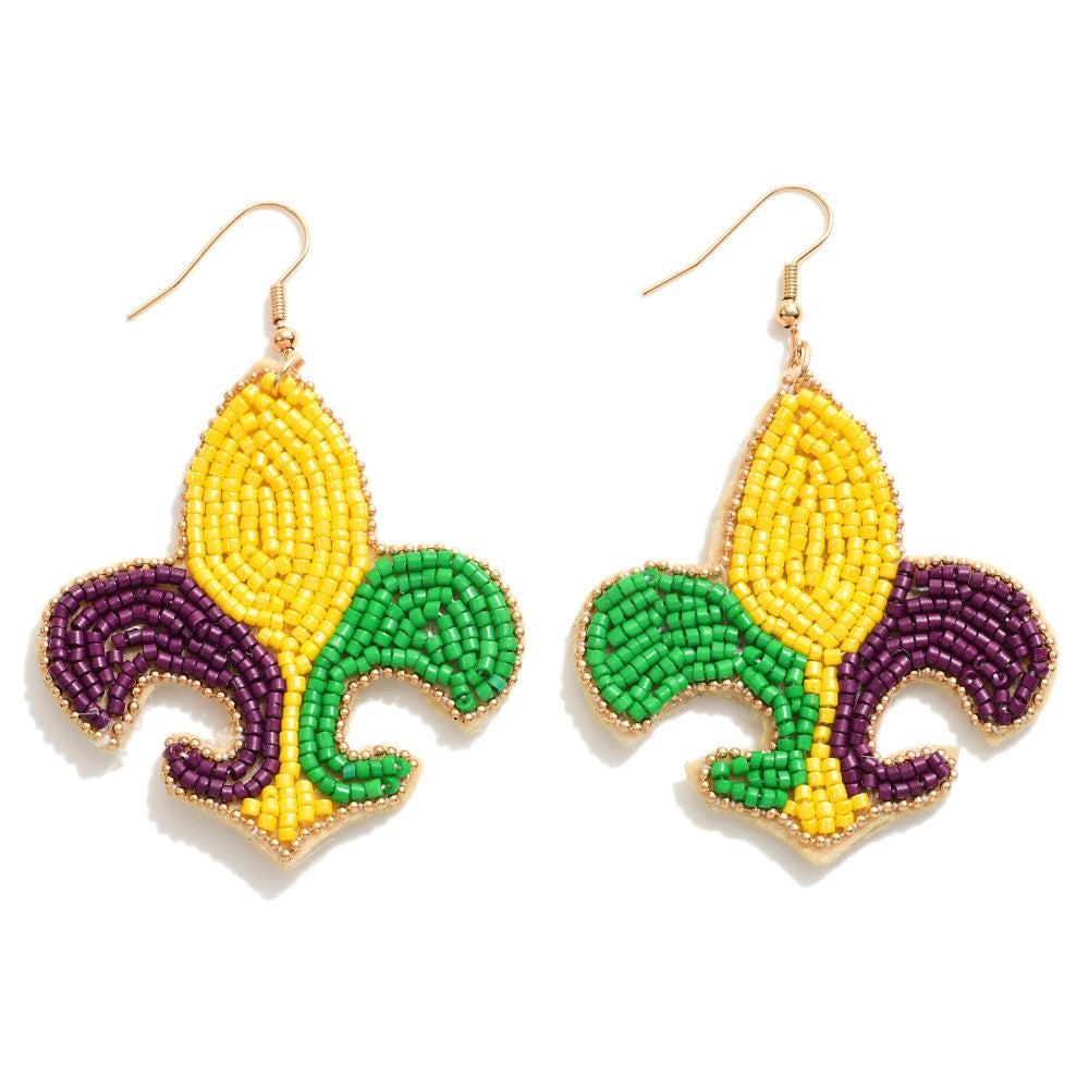 Beaded Fleur De Lis Earrings
