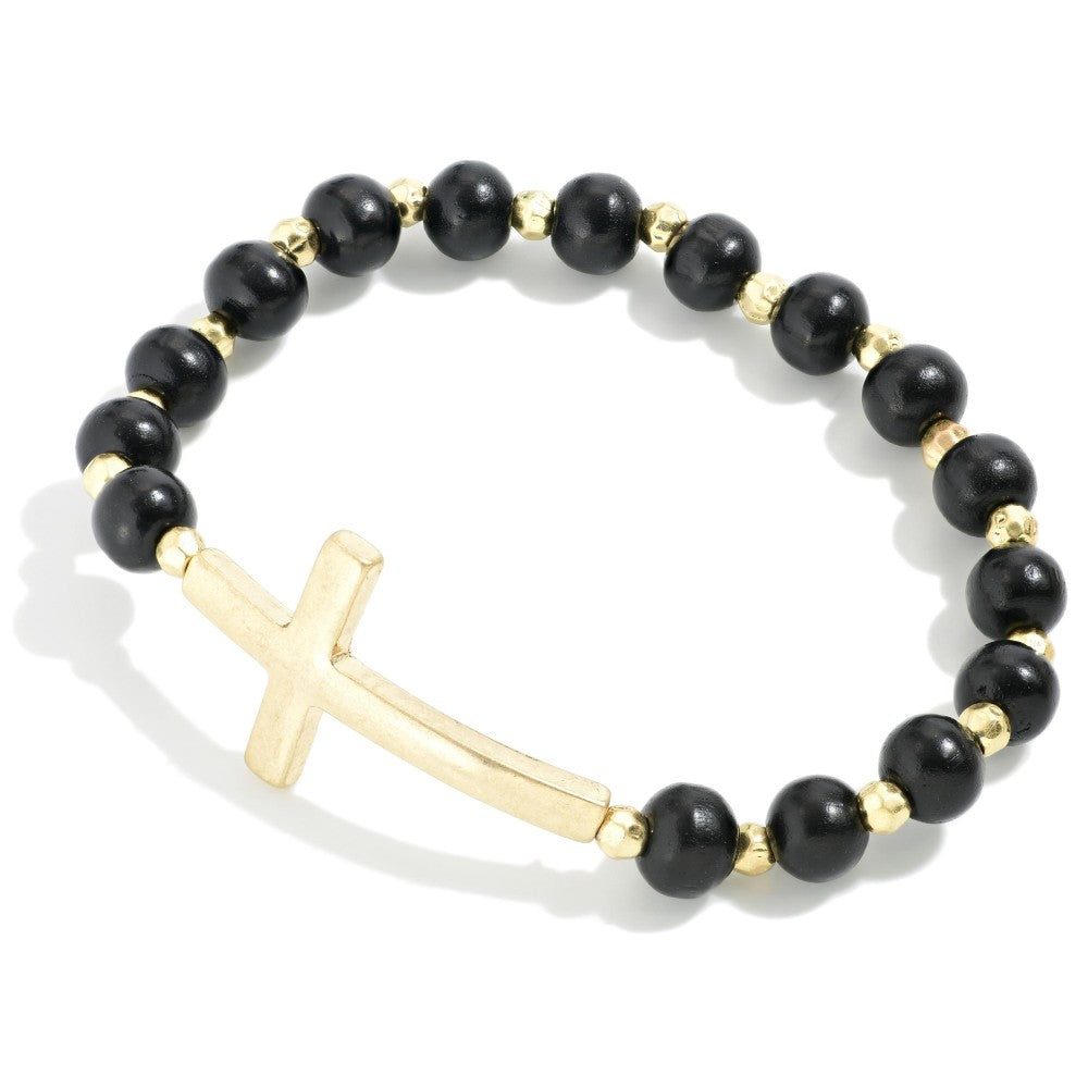 Beaded East - West Cross Bracelet
