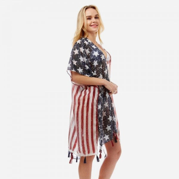 American Flag Tassel Kimono