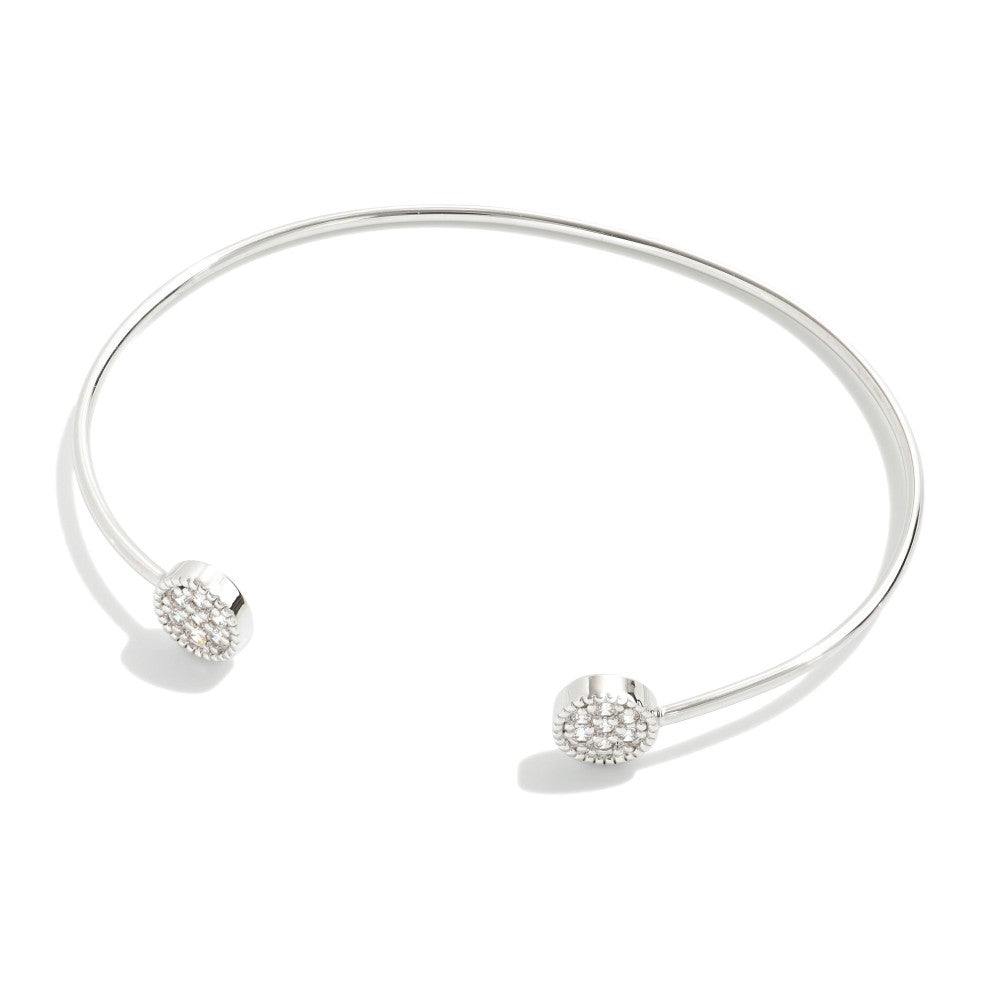 Cuff Bracelet with Cubic Zirconia Circular Accent