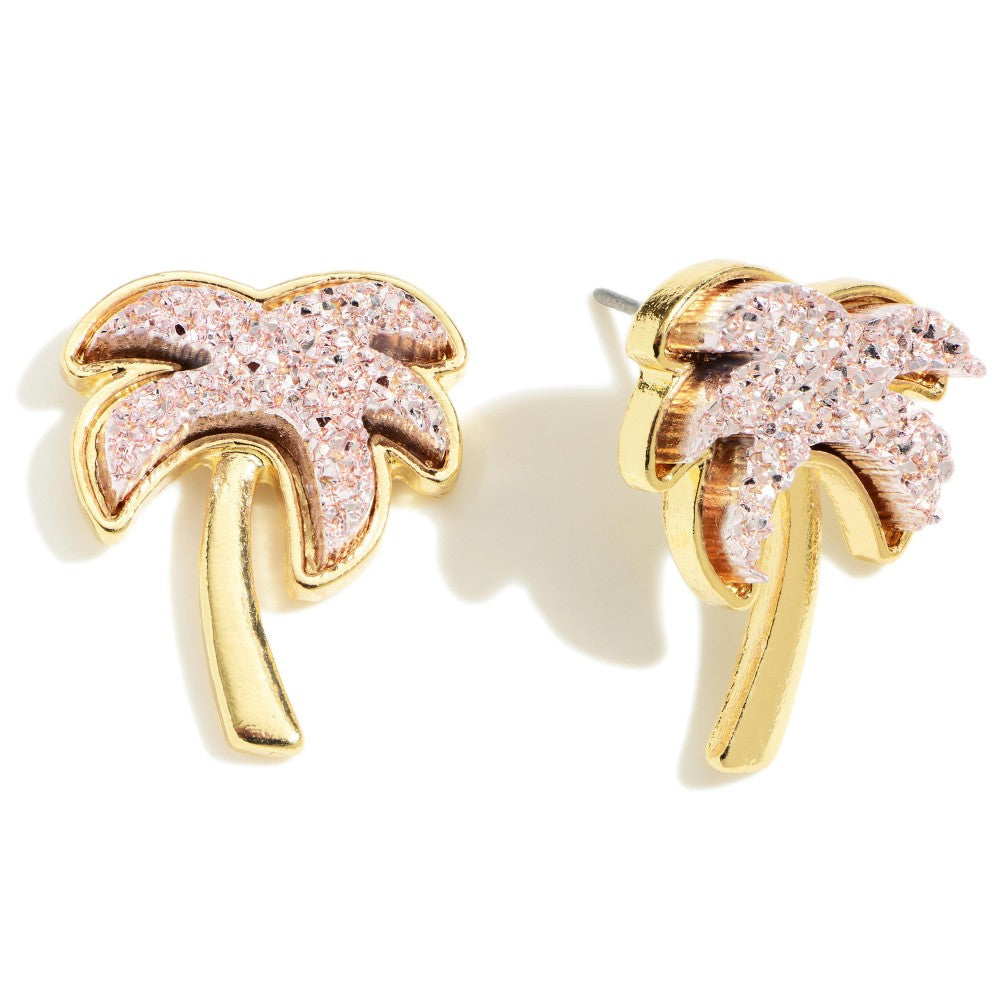 Palm Tree Druzy Studs