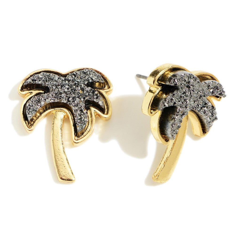 Palm Tree Druzy Studs