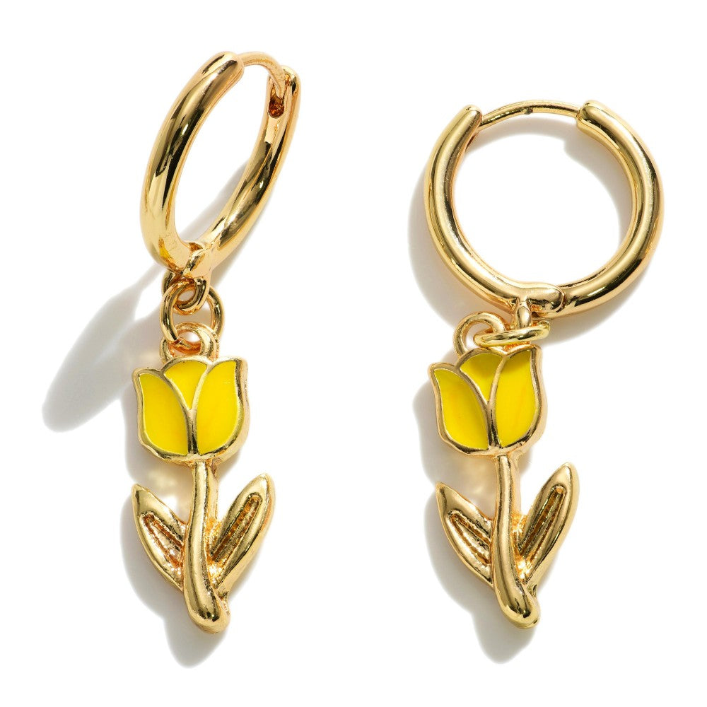 Hoop Earrings with Tulip Charms