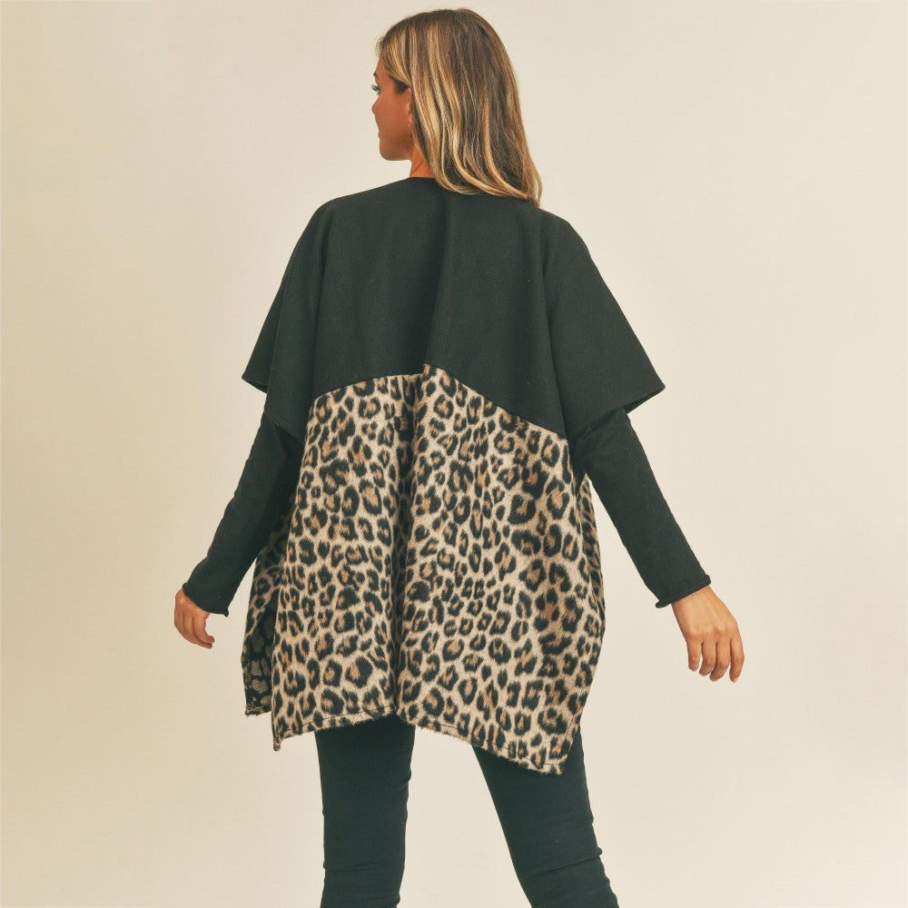 Black & Leopard Print Kimono