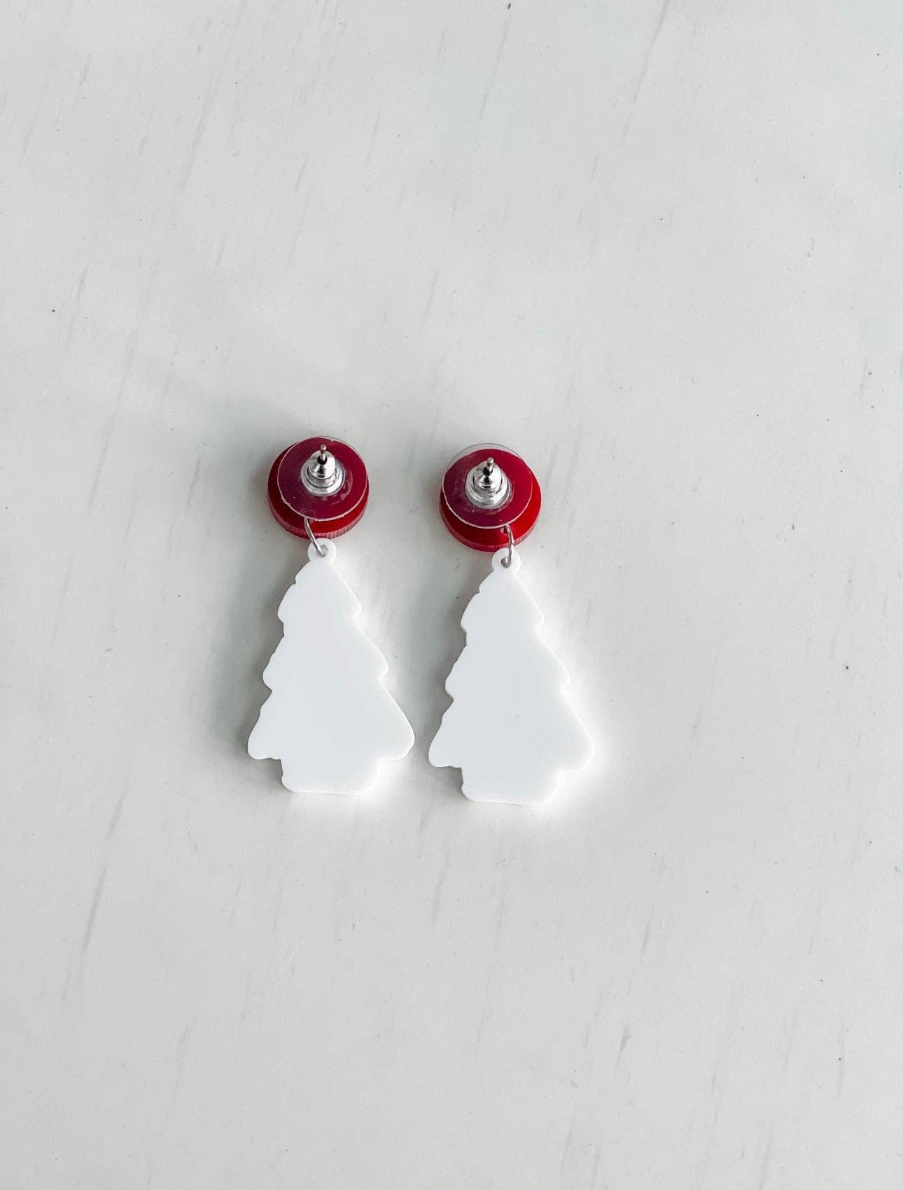 Red Christmas Tree Dangle Earrings