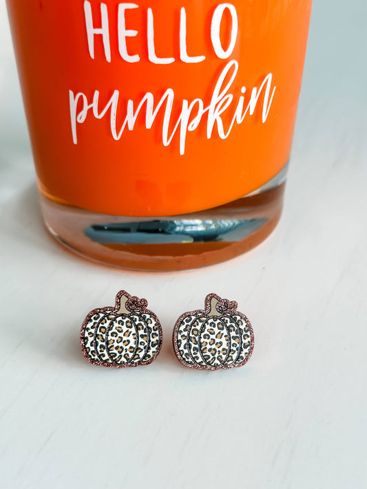 Pumpkin Animal Print Studs