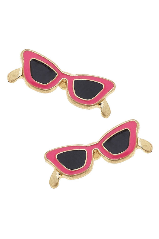 Cat Eye Enamel Sunnies Stud Earrings