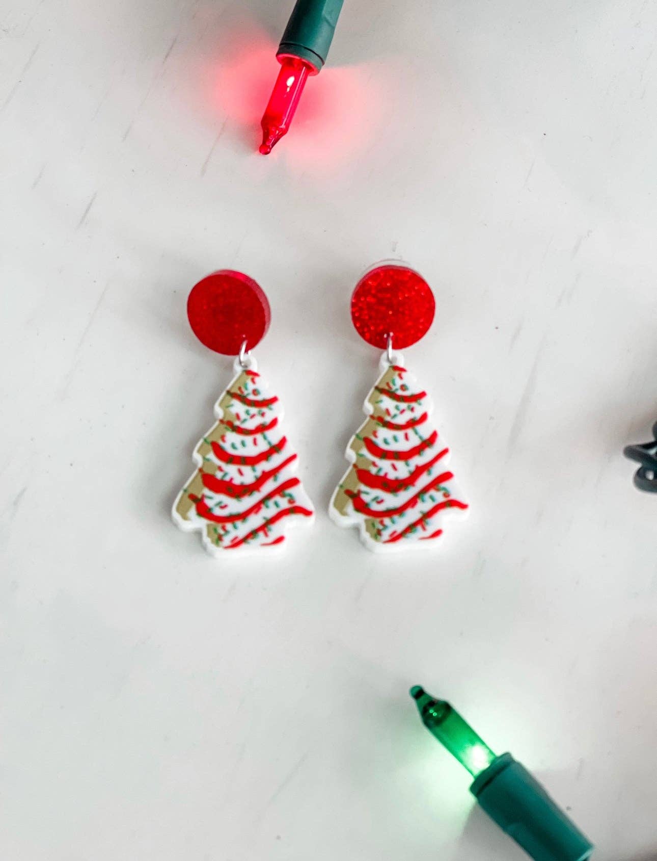 Red Christmas Tree Dangle Earrings