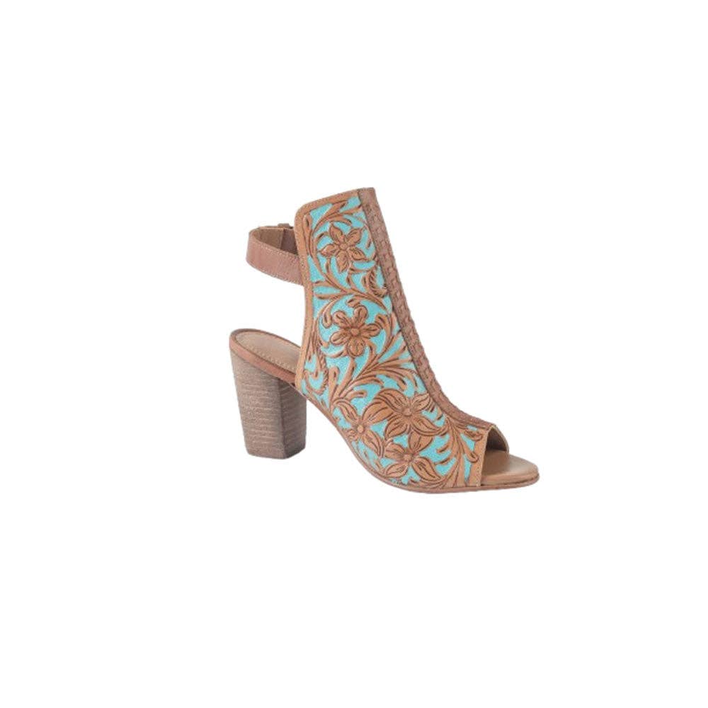 Turquoise Tooled Western Heels