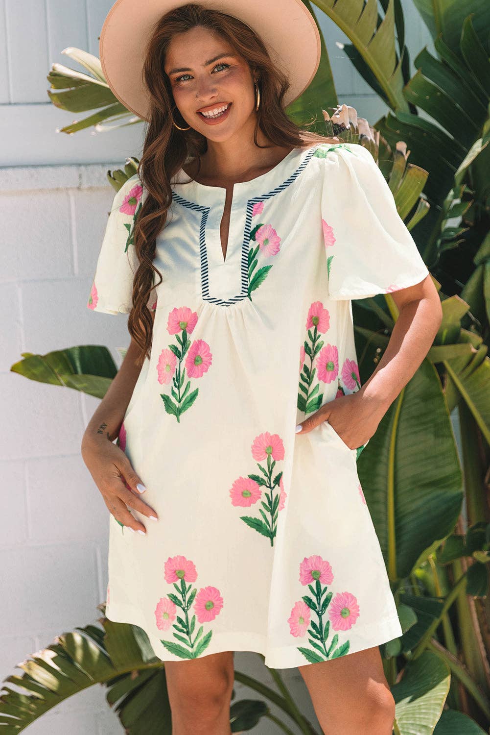 Floral Embroidered Mini Dress