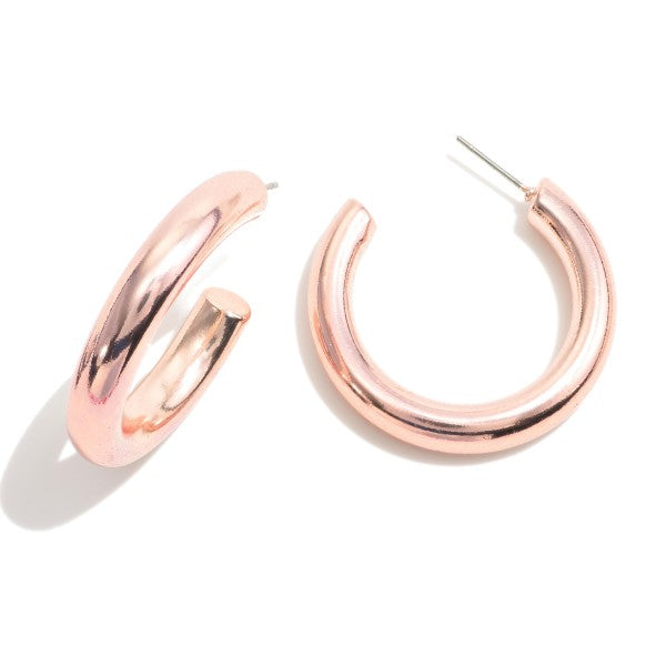 Solid Color Metal Hoop Earrings