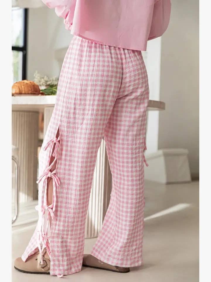 Pink Side Bow Tie Pants
