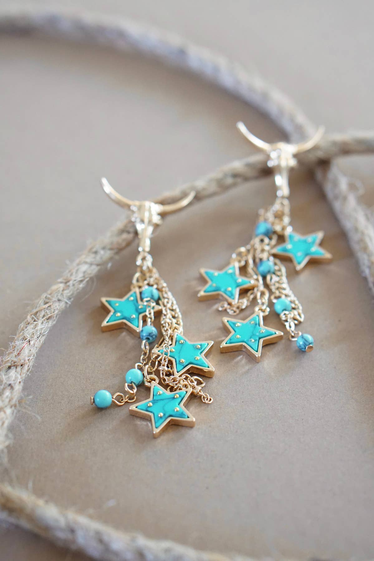 Steer Skull Star Earrings