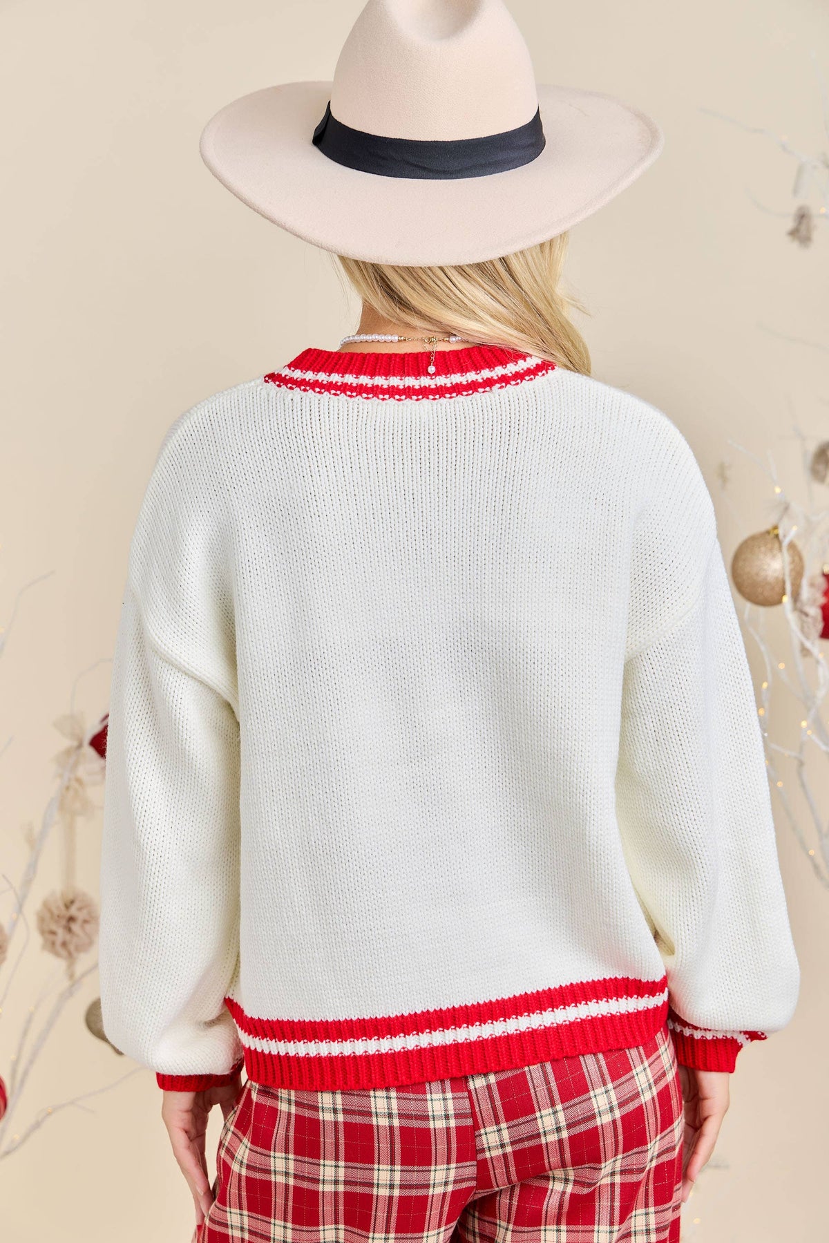 Christmas Tree Bow Knit Sweater