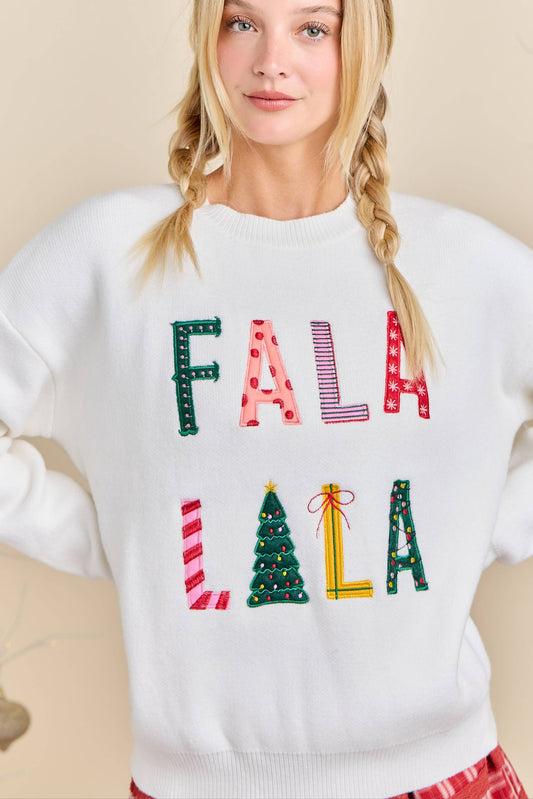 Festive Holiday Falala Embroidered Sweater
