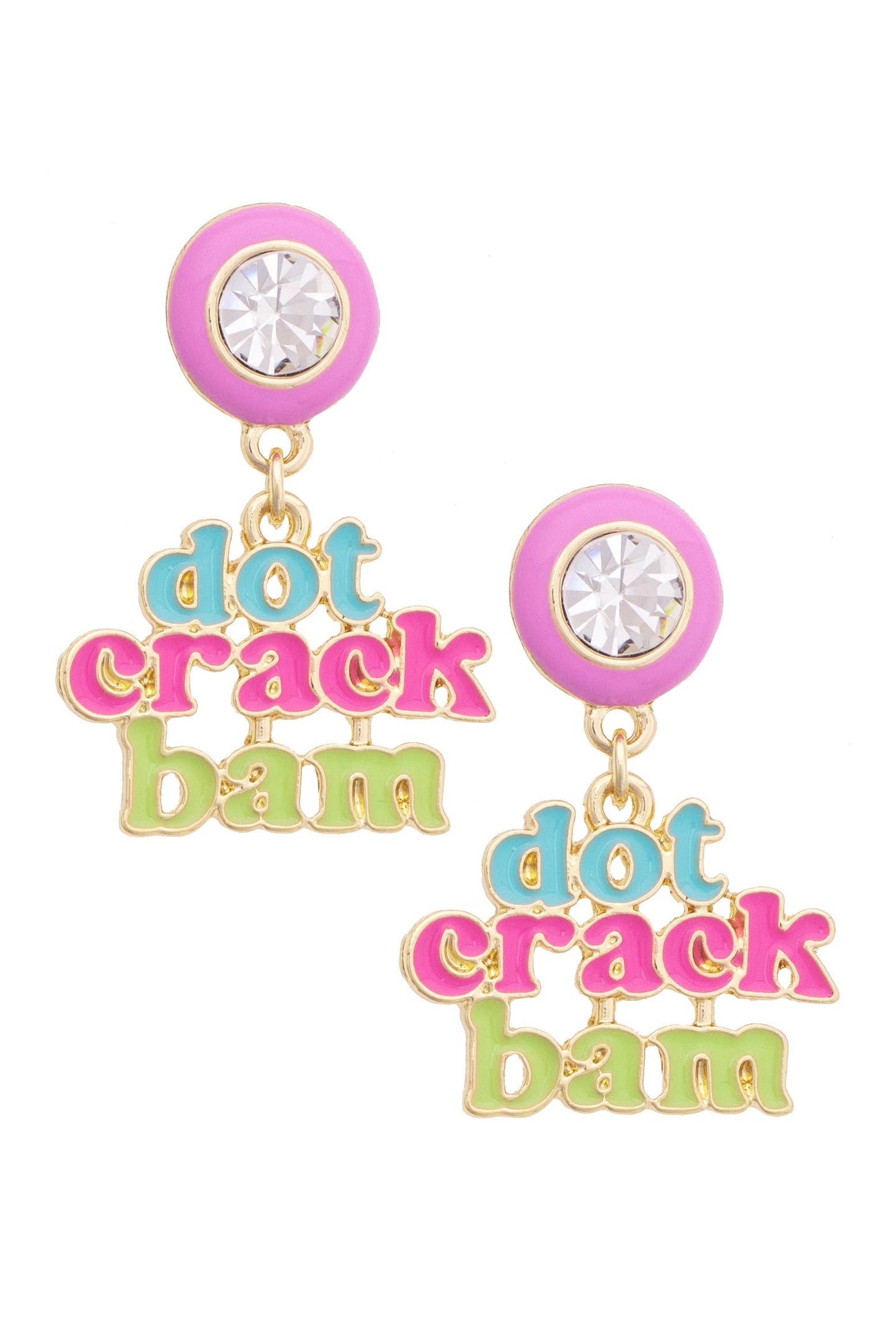 Dot Crack Bam Enamel Bezel Earrings