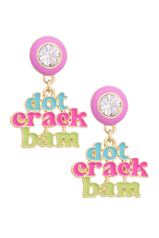 Dot Crack Bam Enamel Bezel Earrings
