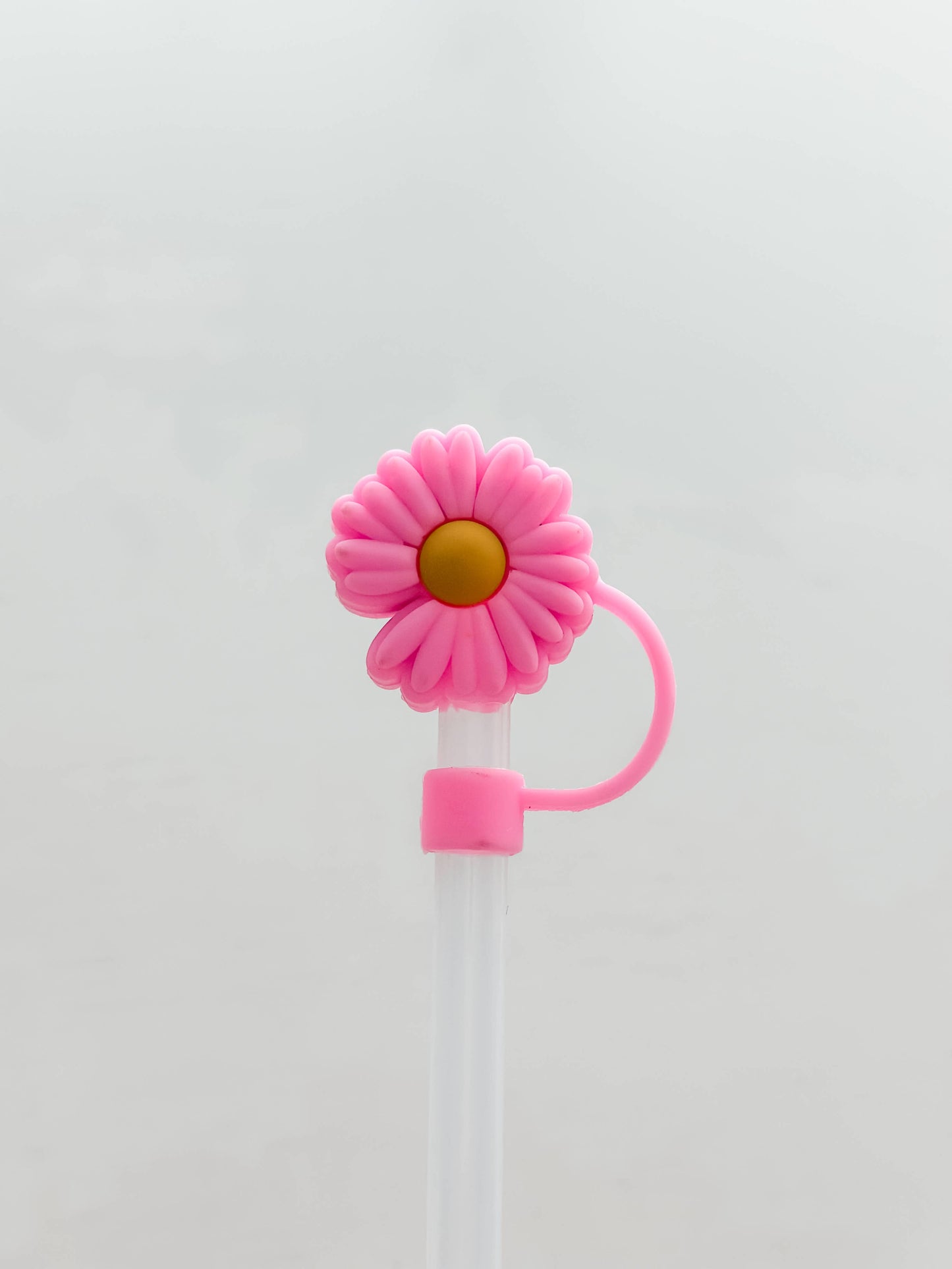 Straw Cover Pink Daisy