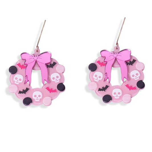 Glitter Halloween Wreath Earrings