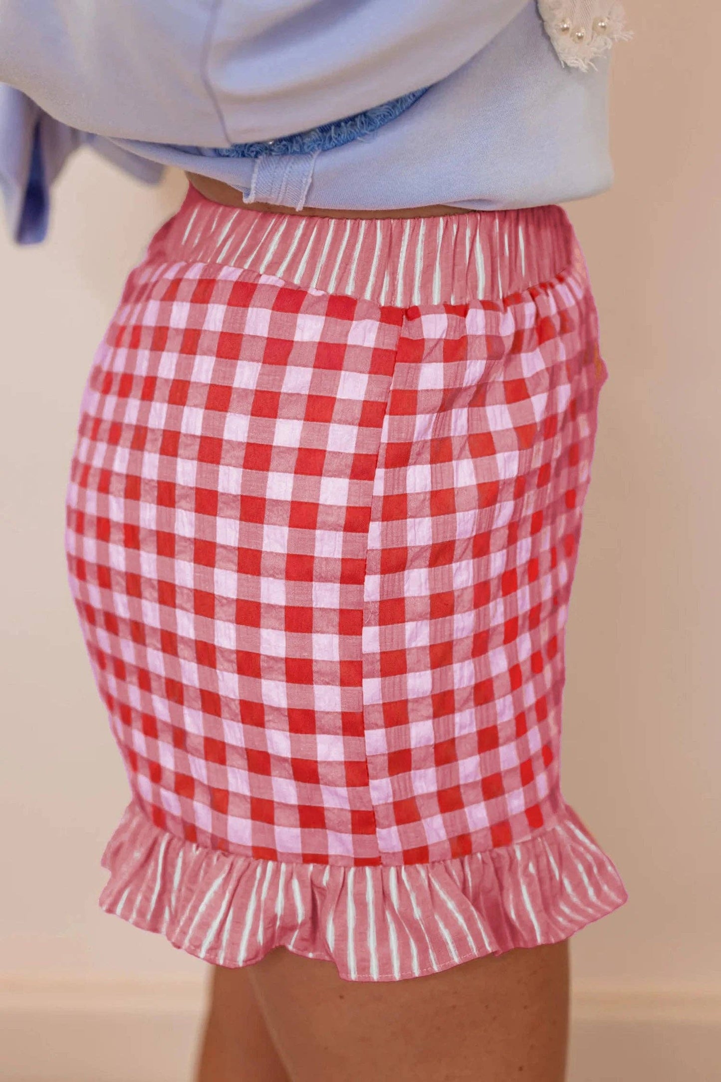 Gingham Ruffle Shorts