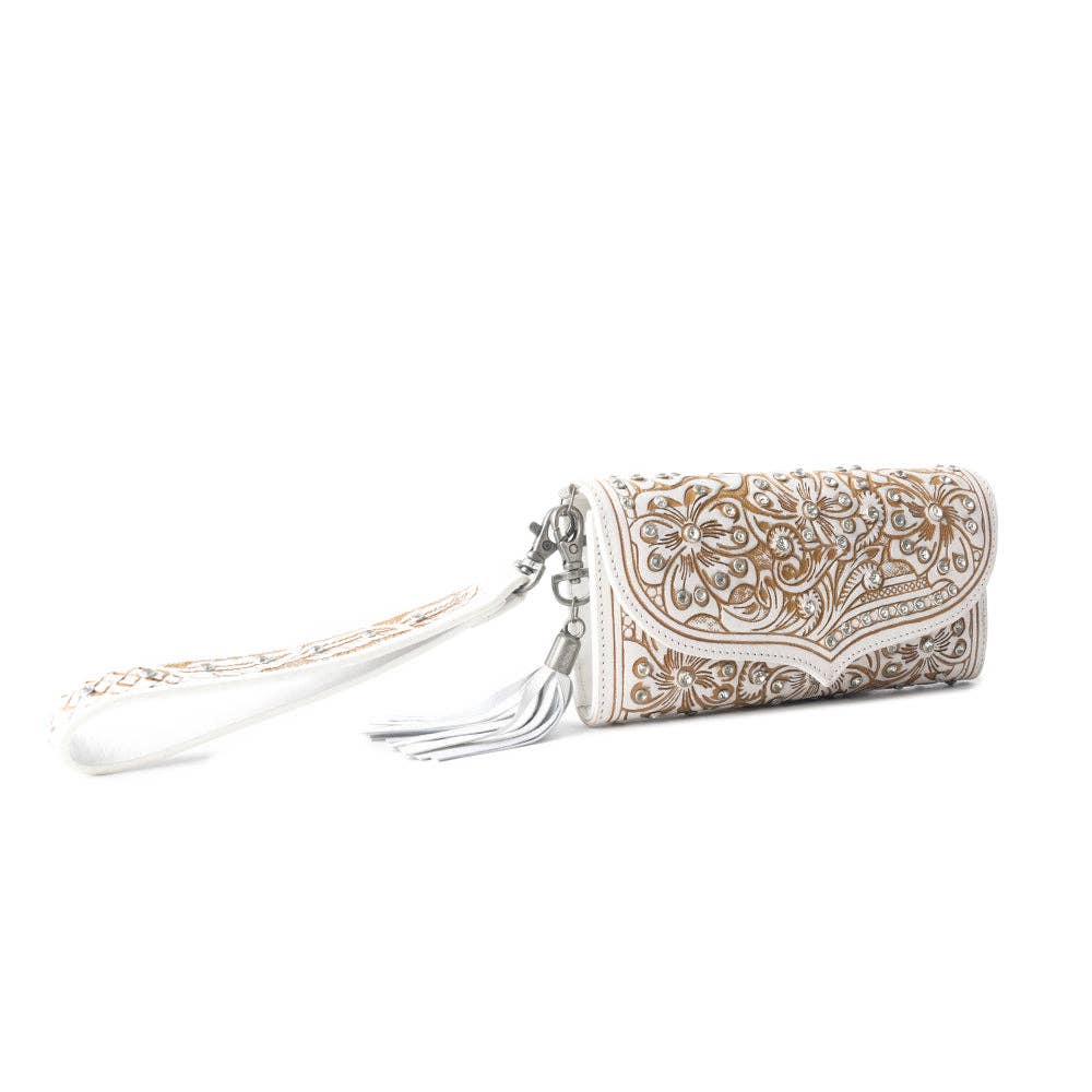 Sparkling Desert Moon Luxe Wallet In Chocolate White