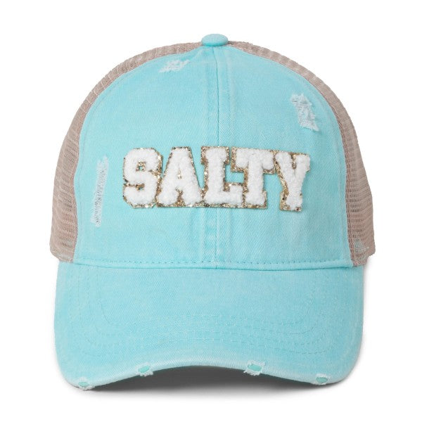 Glitter Chenille 'Salty' Baseball Cap With Ponyflo® Back