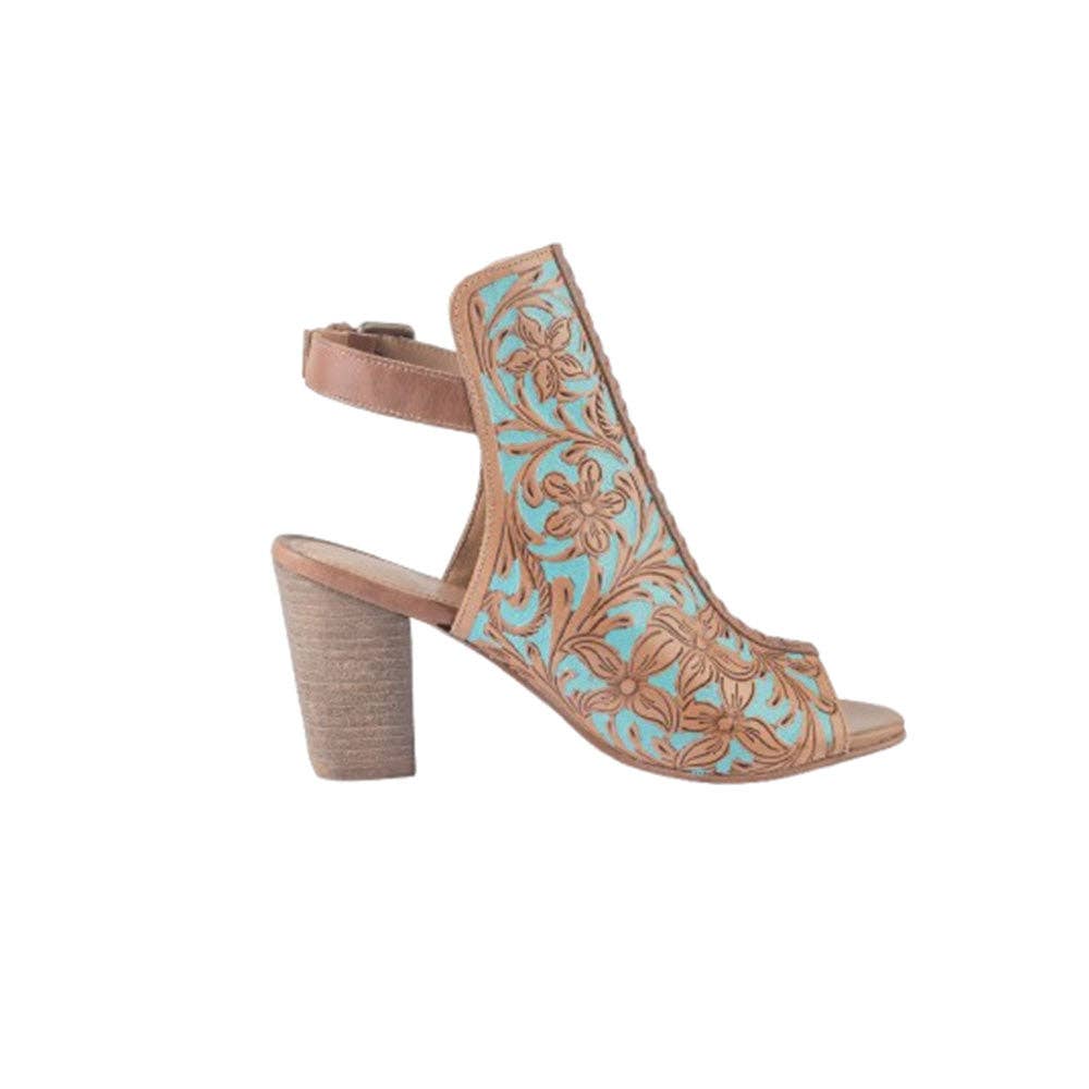 Turquoise Tooled Western Heels