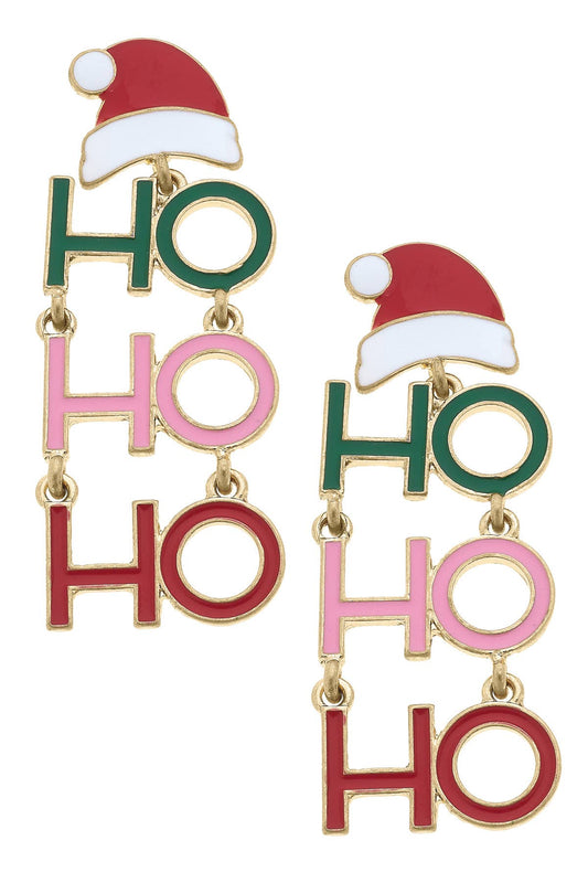 Ho Ho Ho Enamel Santa Hat Earrings