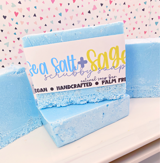 Sea Salt + Sage - Handmade SCRUBBY Soap Bar   
