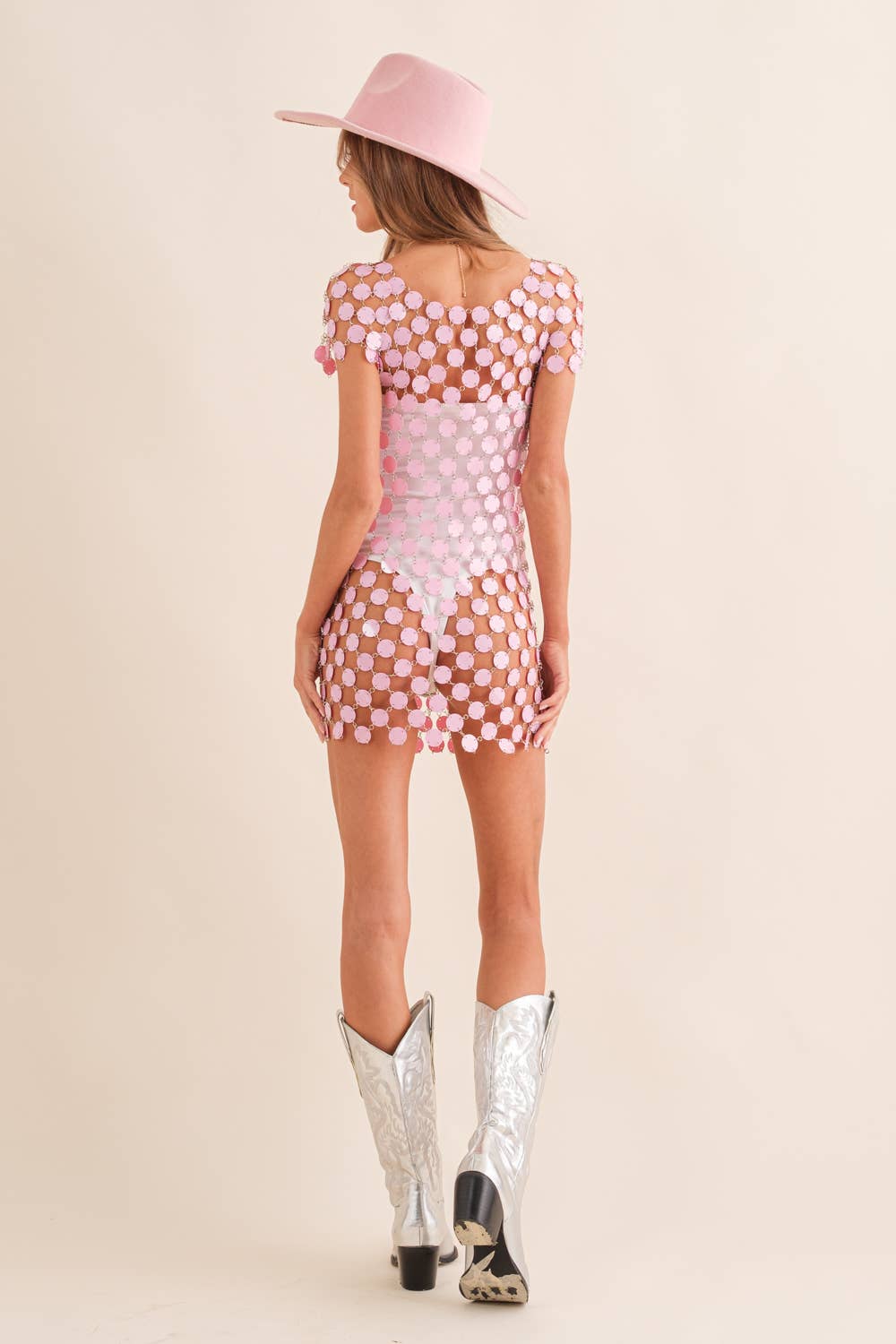 Pink Disc Paillette Dress