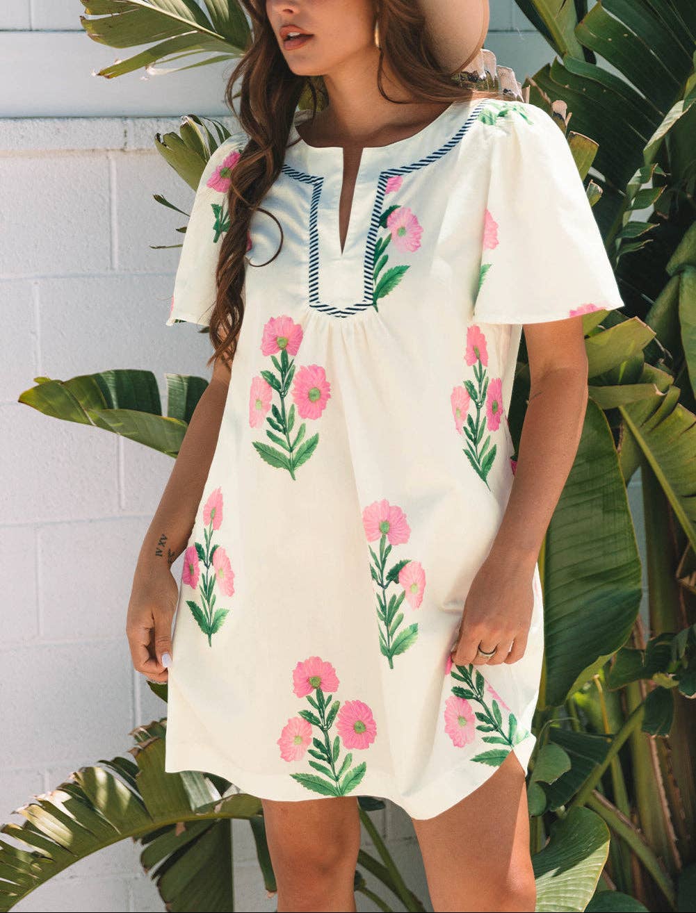 Floral Embroidered Mini Dress