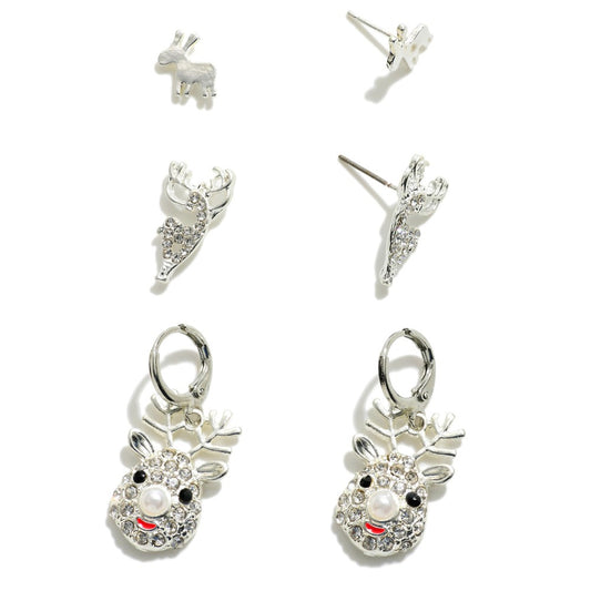 Set of Three Reindeer Earrings
