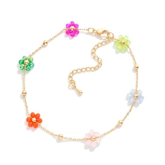 Flower Beaded Anklet