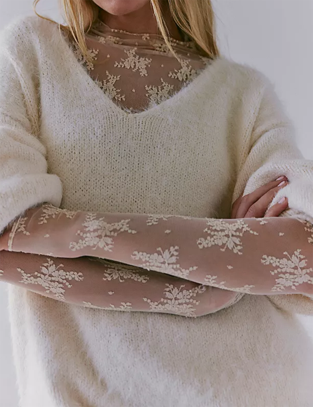 Layering Floral Lace Mesh Top