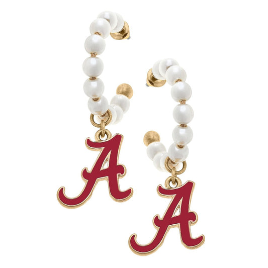 Alabama Pearl Hoop Enamel Drop Earrings