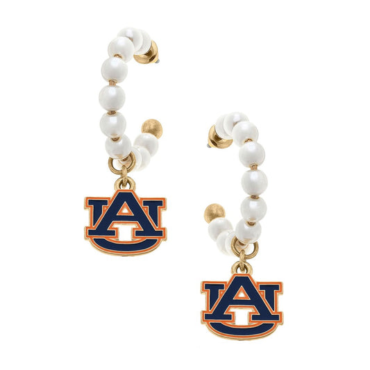 Auburn Pearl Hoop Enamel Drop Earrings