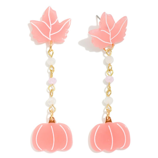 Linked Maple Leaf & Pumpkin Earrings