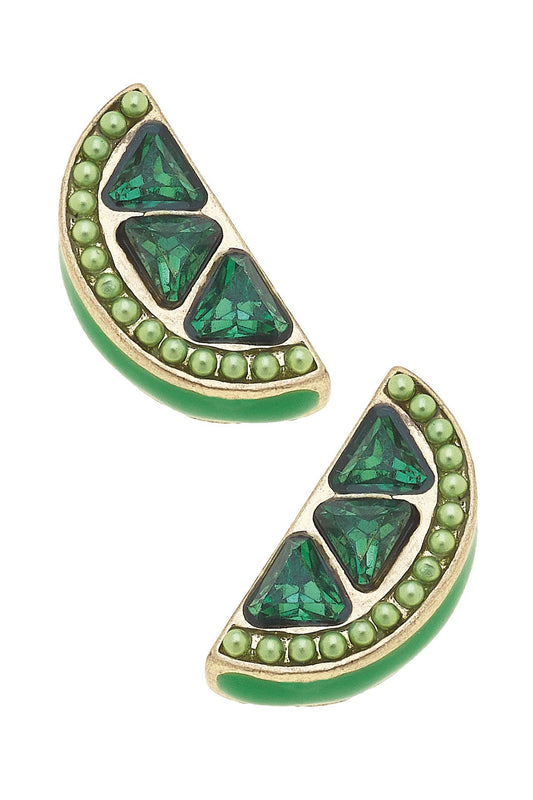 Belize Pave Lime Slice Stud Earrings