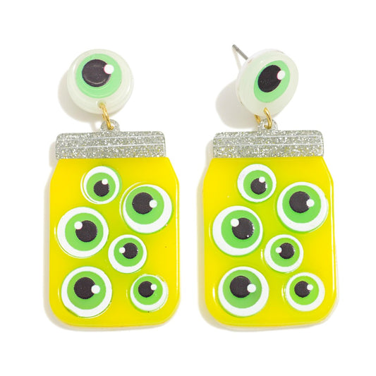 Jar Of Eyeballs Acetate Drop Earrings Featuring Eyeball Post